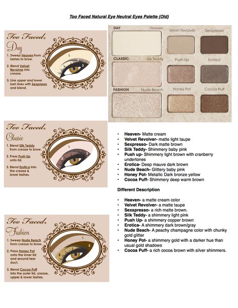 Too Faced Natural Eyes Palette (Old) Too Faced Natural Eyes Palette Looks Step By Step, Too Faced Palette Looks, Too Faced Eyeshadow Looks, Too Faced Natural Eyes Palette Looks, Too Faced Natural Eyes Palette, Eye Makeup Natural, Too Faced Natural Matte, Too Faced Eyeshadow, Too Faced Natural Eyes