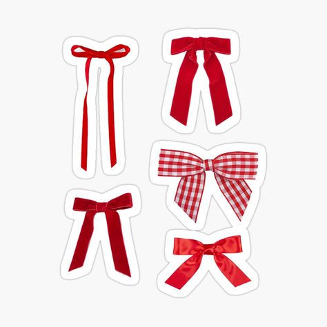 Red Cute Stickers, Red Journal Stickers, Bows Stickers, Journal Essentials, Ig Gif, Red Stickers, Bow Sticker, Red Journal, Red Velvet Photoshoot