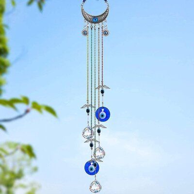 Crystal prism suncatcher, it'll be sparkling and cast rainbows under sunlight. | Arlmont & Co. Daiyna Suncatcher, Size 19.7 H x 3.5 W x 1.2 D in | Wayfair Window Charms, Evil Eye Hanging, Crystal Hanging, Garden Window, Apartment Goals, Chakra Energy, Crystal Suncatcher, Hanging Crystals, Rainbow Maker