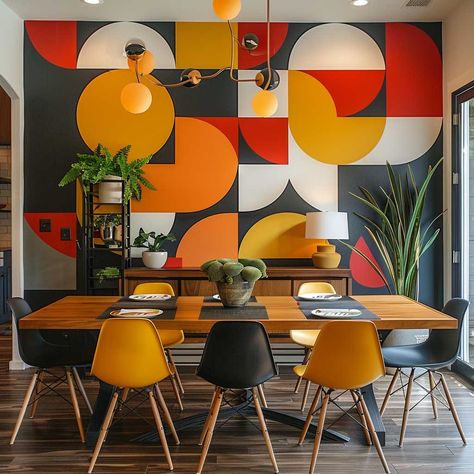 11+ Mid-Century Modern Dining Room Wall Decor Ideas for a Retro Revival • 333+ Art Images Mid Century Modern Restaurant, Dining Room Wall Decor Ideas, Mid Century Modern Dining Room, Room Wall Decor Ideas, Retro Revival, Industrial Style Lighting, Dining Room Wall, Japanese Zen, Dining Room Wall Decor