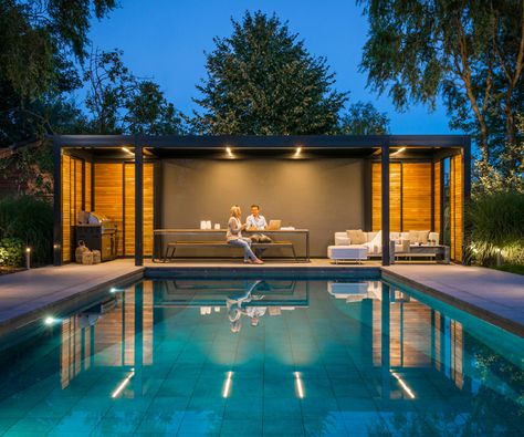 Terrasse Med Tak, Pool Gazebo, Moderne Pools, Atrium Design, Backyard Shade, Outdoor Pavilion, Modern Pergola, Pool Cabana, Modern Pools