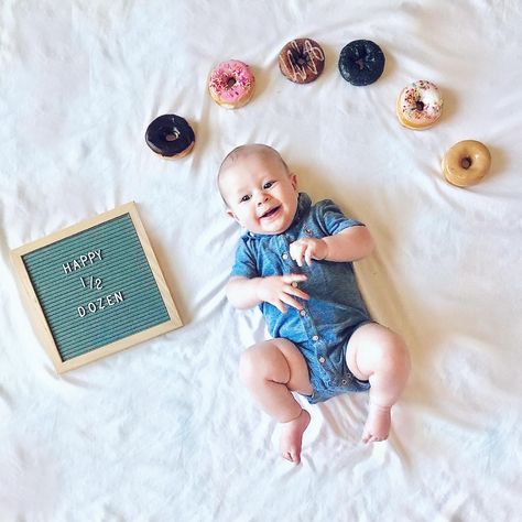 Half Way To A Dozen Photoshoot, 6 Month Twin Photoshoot, Half Dozen Birthday, 6 Month Donut Pictures, Twin Milestones Photo Ideas, 1/2 Birthday Cake 6 Months Girl, Happy Half Dozen, Donut Half Birthday Pictures, 6 Month Birthday Cake