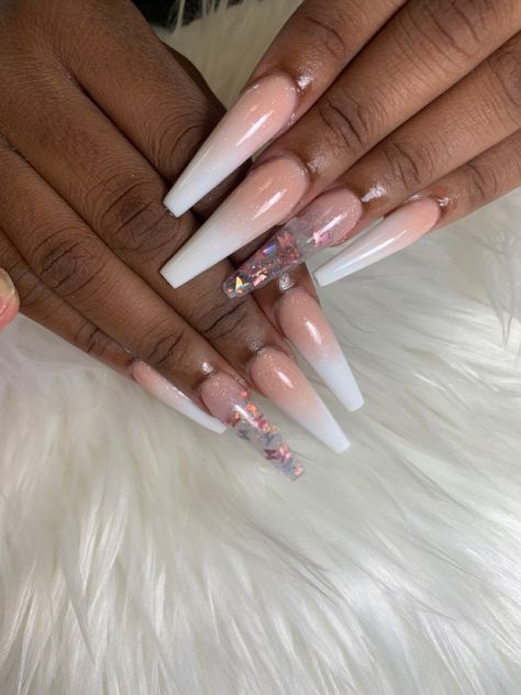 Ombre Acrylic Nails Coffin, Long Ombre Nails, Ombre French Tips, Fairy Nails, Encapsulated Nails, Shape Nails, Baddie Nails, Ombre Acrylic Nails, Coffin Shape