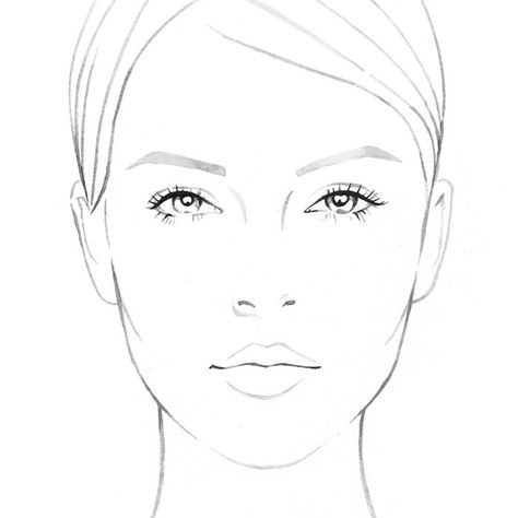 Mac Face Charts, Fashion Illustration Face, Face Stencils, Face Charts, Makeup Drawing, Face Template, Face Fashion, Model Sketch, Makeup Face Charts