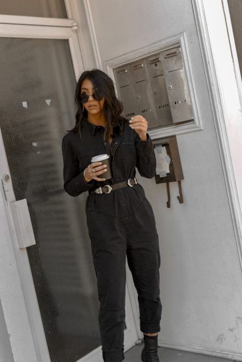 The Best Jumpsuits Out Now Boiler Suit Outfit, Utility Jumpsuit Outfit, Jumpsuit Outfit Winter, Utility Outfit, Jumpsuit Outfit Black, Denim Jumpsuit Outfit, Kayla Seah, Black Denim Jumpsuit, Utility Jumpsuit