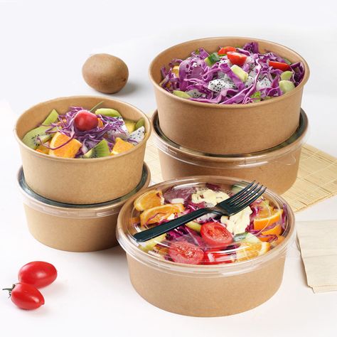 Food Delivery Packaging, Salad Packaging, Salad Shop, Takeaway Packaging, Fast Food Breakfast, Disposable Food Containers, Salad Box, Fruit Lunch, Box Maker