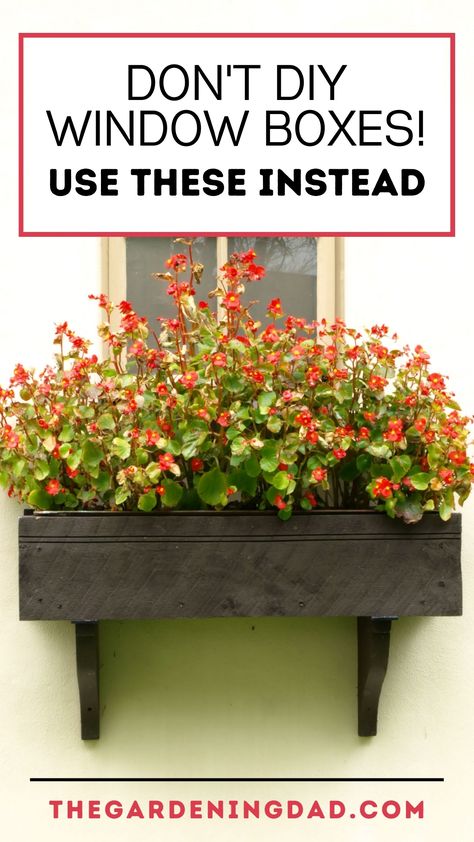 You may be interested in DIY window boxes, but is it really best and safe for you and your garden? Read this article, Don't DIY Window Boxes! Use THESE Instead! to learn what is best for your garden! #windowboxes #gardening #DIY How To Make Window Boxes, Shed Window Box Ideas, Diy Window Boxes Easy Flower, How To Make Flower Boxes Window, Diy Window Boxes, Second Story Window Flower Boxes, How To Build A Flower Box For Window, Indoor Window Boxes, Hanging Window Boxes