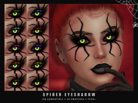 The Sims Resource - Spider Eyeshadow Spider Eyeshadow, Halloween Eyeshadow, Zombie Christmas, Smoky Eyeshadow, Sims 4 Cas, Sims Community, Electronic Art, Maxis Match, The Sims Resource