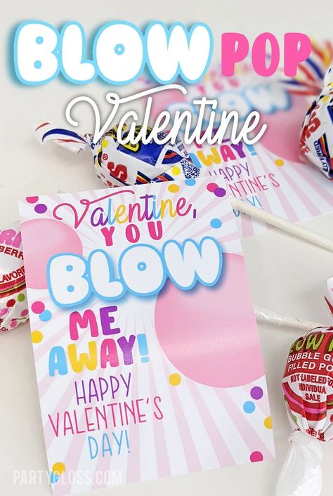 Blow Me Away Valentine's Day Printable Pop Valentine | Etsy Blow Pop Valentines, Pop Valentines, Class Valentines Gifts, Modern Valentines, Valentines Tags, Spy Birthday Parties, Blow Pop, Valentines Day Kids, Kids Valentine Boxes