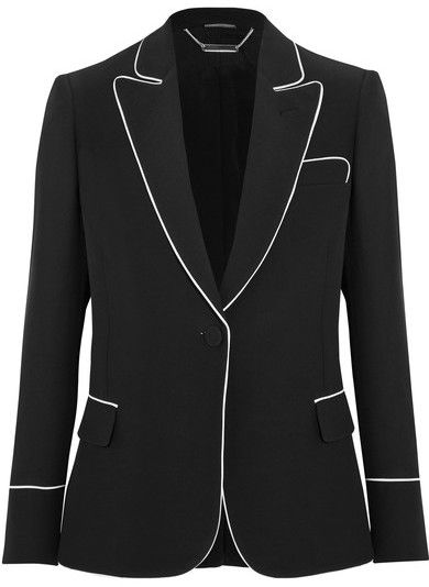 Alexander McQueen - Crepe Blazer - Black Alexander Mcqueen Blazer, Alexander Mcqueen Jacket, Saint Laurent Shirt, Blazers Black, Womens Winter Fashion Outfits, Crepe Blazer, Classic Style Women, Tailored Blazer, Tailored Jacket