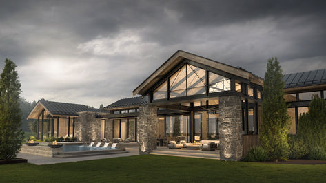 Modern Mountain Home Floor Plans Ranch Style, Luxury Modern Homes Exterior, Modern Mountain Home Exterior, Home Exterior Styles, Mountain Contemporary Home, Contemporary Mountain Home, Dean Thomas, Mountain Modern Home, Mountain Home Exterior