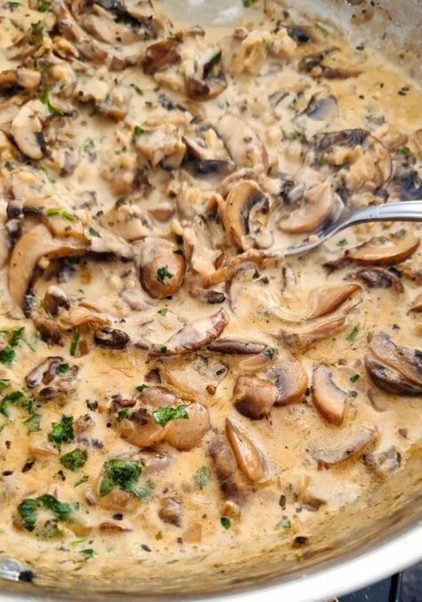 Lengua With Mushroom Sauce, Porcini Mushroom Sauce, Steak Veggies, Keto Mushrooms, Risotto Recipes Easy, Creamy Spaghetti, Mushroom Gravy Recipe, Mushroom Sauce Recipe, Steak And Mushrooms