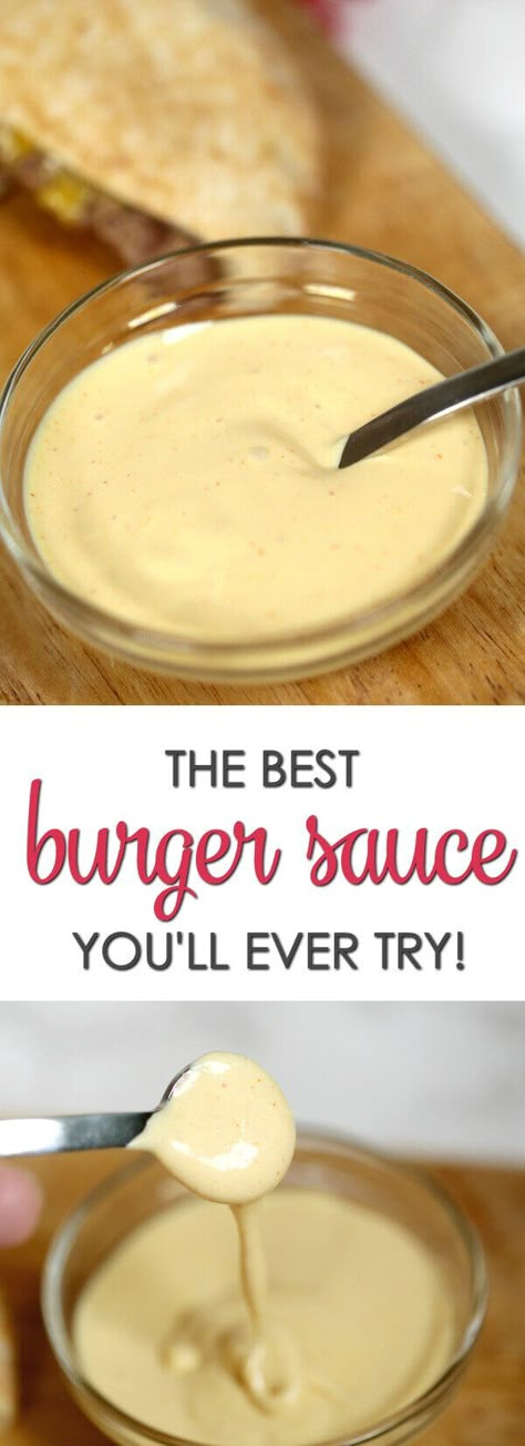 Good Burger Sauce Recipe, Burger Dressing, Burger Sauce Recipe, Best Burger Sauce, Hamburger Sauce, Sauce Burger, Burger Sauces Recipe, Sandwich Burger, Classic Burger