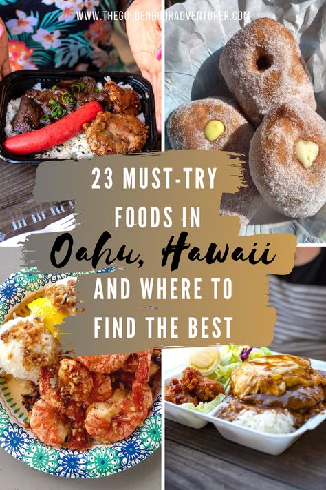 Visiting Hawaii and want to try all the foods you must eat in Oahu? These are our suggestions for any palate and where to find the best of the best of the island's must-eat ono grinds. (That means delicious food!) #oahufoodguide #hawaiiancuisine #oahueats What To Eat In Hawaii, Best Food Oahu, Best Places To Eat In Oahu Hawaii, Best Places To Eat North Shore Oahu, 3 Days In Oahu, Where To Eat In Oahu, Best Food In Oahu Hawaii, Places To Eat Oahu, Oahu Food Guide