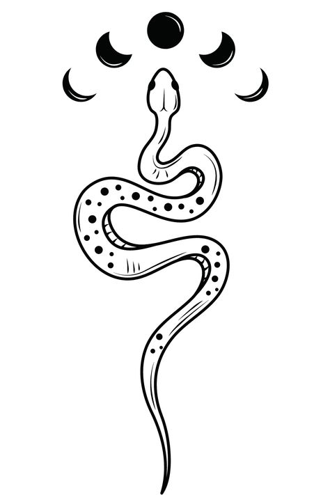 tattoo idea | tattoo design | moon and snake tattoo design Moon Serpent Tattoo, Moon And Snake Tattoo Designs, Small Snake And Moon Tattoo, Witchy Snake Tattoo, Simple Snake Tattoo Design, Easy Snake Tattoo, Snake Tattoo Ideas Female, Snake Tattoo Design For Men, Snake And Moon Tattoo