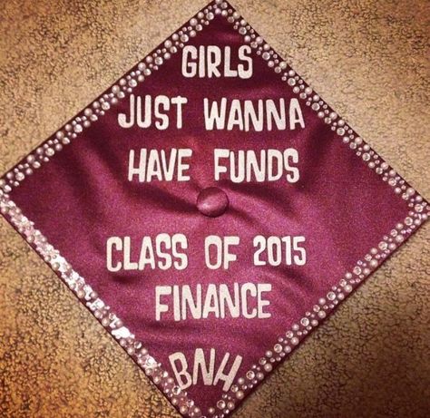 Funny Finance Degree Graduation Cap, Graduation Cap Designs Finance, Finance Graduation Cap, Business Graduation Cap, College Caps, Grad Hats, Funny Graduation Caps, Highschool Senior, Mba Graduation