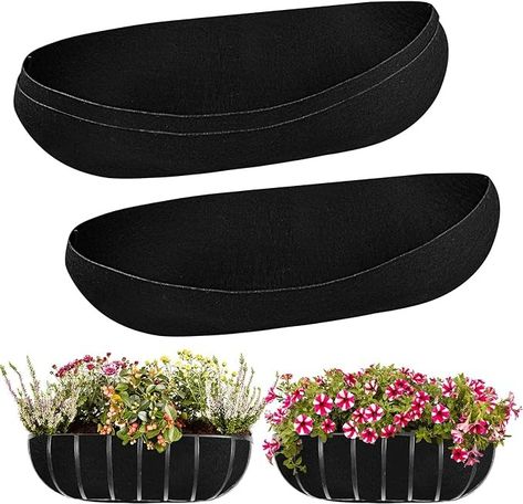 Amazon.com: 3PCS 30 Inch Planter Basket Liners Fabric Window Box Liners Felt Trough Planter Liner Replacement Black Flower Basket Liner Non-Woven Hanging Plant Liner for Planters Garden Fence - Avoid Bird Nesting : Patio, Lawn & Garden Planter Liners, Trough Planter, Planters Garden, Plant Bags, Trough Planters, Planter Basket, Hanging Flower Pots, Basket Liners, Basket Planters