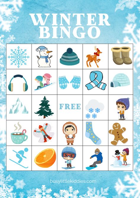 Snowman Bingo Free Printable, Winter Bingo Printable Free For Kids, Bingo Printable Free, Bingo Pictures, Winter Bingo, Bingo Free Printable, Bingo Games For Kids, Free Bingo Cards, Christmas Bingo Cards