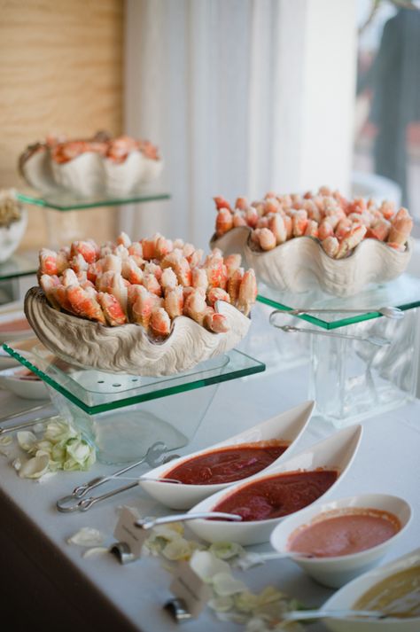 Seafood Bar, Seafood Tower, Seafood Buffet, Gourmet Breakfast, Reception Food, Water Wedding, Food Stations, Beach Wedding Inspiration, Special Desserts