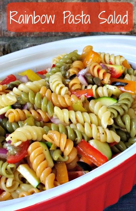 Rainbow Pasta Salad Rainbow Pasta Salad, Rainbow Pasta, Make Ahead Appetizers, Tailgating Recipes, Tailgate Food, Shower Food, Chicken Curry, Pasta Salad Recipes, Camping Food