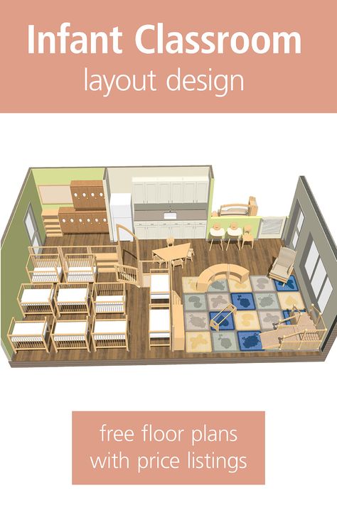 Infant Classroom layout ideas Infant Toddler Classroom Layout, Daycare Layout Floor Plans, Infant Classroom Layout, Infant Room Daycare Layout, Infant Daycare Room Ideas, Daycare Infant Room Ideas, Infant Classroom Ideas Daycares, Daycare Floor Plans, Child Care Center Design