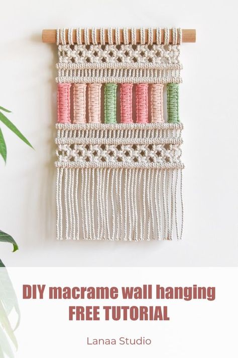 Hi friends! In today's tutorial we're making this fun macrame wall hanging with multi coloured square knot sinnets. I've used a spring themed colour palette, but you can use whatever colour palette you want, even a rainbow! 🌈 Macrame Wall Hanging For Beginners, Mermaid Macrame, Macrame Step By Step, Inexpensive Diy Christmas Gifts, Jess Crafts, Macrame Square, Macrame Circle, Rainbow Macrame Wall Hangings, How To Macrame