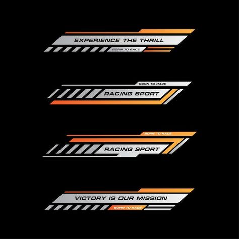 Vector sport racing stripes car stickers... | Premium Vector #Freepik #vector Line Design Pattern, Racing Graphics, Frames Design Graphic, Dance Logo, Cyberpunk Design, Shoe Wall, Racing Design, Sports Jersey Design, Automotive Logo