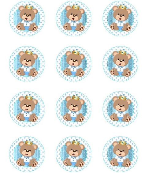 Teddy Bear Cupcake Toppers Brown Bear Cupcake Toppers Baby 938 Teddy Bear Cupcakes, Baby Shower Oso, Moldes Para Baby Shower, Bear Cupcakes, Teddy Bear Party, Anniversaire Diy, Boy Baby Shower Ideas, Teddy Bear Theme, Royal Baby Showers