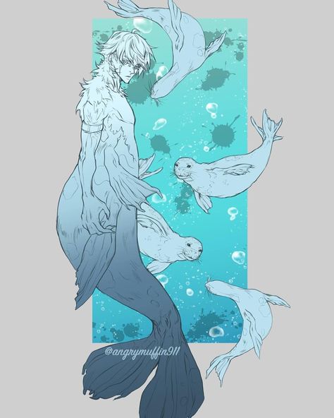 "If you come for my coat, it'll cost you your life." . . Promp Seal Mermaid, Mermaids And Mermen, Character Building, Mermaid Art, Ocean Creatures, Drawing Poses, Character Design Inspiration, Art Sketches, My Little Pony