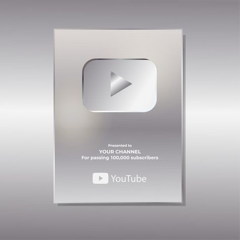 Realistic youtube silver button illustra... | Premium Vector #Freepik #vector #background #business #template #button Youtube Silver Play Button Vision Board, Silver Play Button Youtube Aesthetic, Silver Button Youtube, Youtube Silver Button, Youtube Silver Play Button, Youtube Celebration, Silver Play Button, Youtube Button, Youtube Play Button