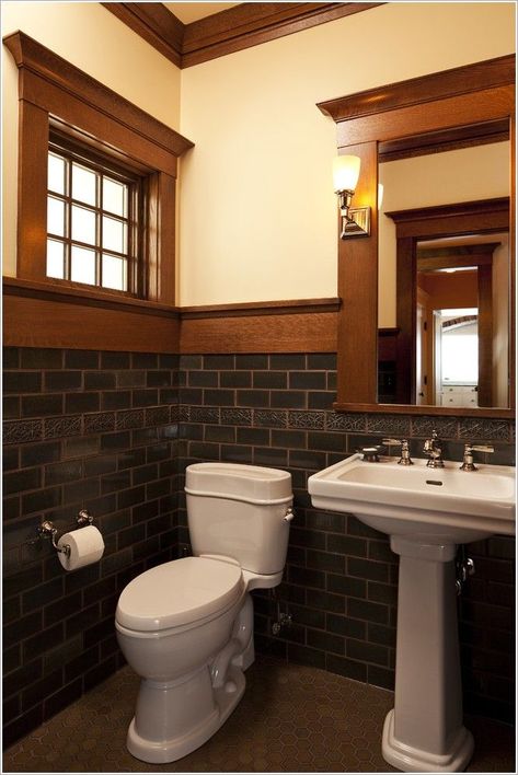 Mediterranean Bathroom Design Ideas, Craftsman Style Bathroom, Craftsman Style Bathrooms, Arts And Crafts Bathroom, Craftsman Interiors, Craftsman Bathroom, Craftsman Interior, Bad Inspiration, Craftsman Style Homes