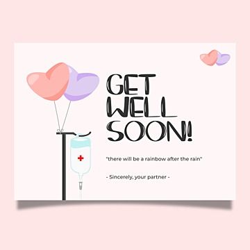 semoga cepat sembuh,templat,kartu ucapan,minimalis,anggun,mewah,semangatlah,menanamkan,balon,bentuk hati,merah jambu Rainbow After The Rain, Recovery Cards, Cepat Sembuh, Balloon Illustration, Illustration Template, Paper Craft Videos, Greeting Card Template, Making Greeting Cards, Love Yourself Quotes