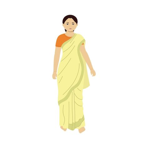 Saree Lady Drawing, Women Cartoon Images, Indian Woman Illustration, Indian Woman Portrait, Indian Woman Art, Portrait Indian, Animation Walk Cycle, Suit Drawing, Painting Indian