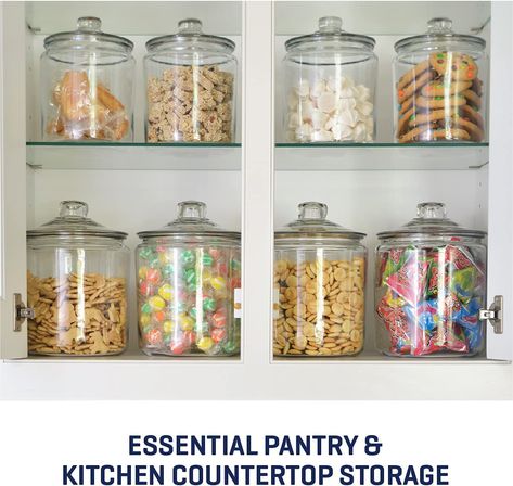 You need this storage jars for your next kitchen organization project. Right now mine are filled with breakfast snacks and kcups for coffee! Kitchen Countertop Storage, Gallon Glass Jars, Gallon Jars, Glass Jar With Lid, Glass Storage Jars, Glass Jars With Lids, Amazon Home Decor, Storing Cookies, Glass Storage