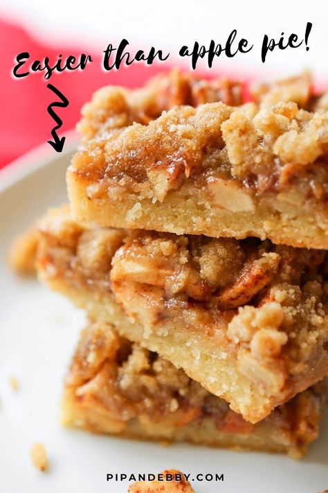 Apple French Toast Bake, Apple Pie Bars Recipe, Pip And Ebby, Pie Bars Recipe, Caramel Apple Cookies, Chocolate Caramel Apples, Easy Bar Recipes, Fall Apple Recipes, Apple Coffee Cakes