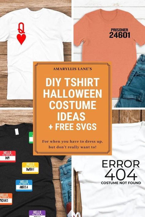 Cricut Halloween Costume Ideas, T Shirt Halloween Costumes Diy, Halloween Tshirt Diy, Tshirt Halloween Costumes, Halloween Customer, Diy Halloween Shirts, Costumes For Work, Mom Costumes, Diy Tshirt