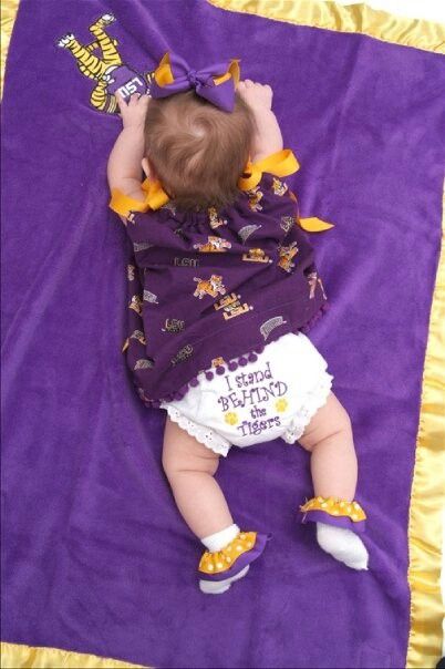 LSU BABY!!! Gameday Foods, Lsu Babies, Southern Family, Tiger Baby, College Gameday, Lsu Football, Geaux Tigers, Football Game Outfit, Future Children