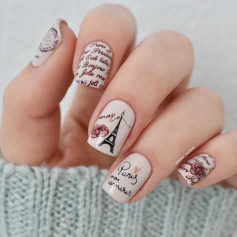 Top 100 Summer Nail Designs 2024 - NailGet Eiffel Tower Nails, Bright Summer Nails Designs, Paris Nails, Roses And Peonies, Steel Nail Art, Springtime In Paris, Summer Nail Designs, Bright Summer Nails, Nail Art Stamping