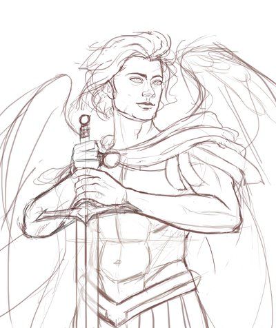 Archangel Michael Drawing, Saint Michael Drawing, Holy Michael, Angel Sketch, William Daniels, Angel Gabriel, Angel Drawing, Sketchbook Ideas, Archangel Michael