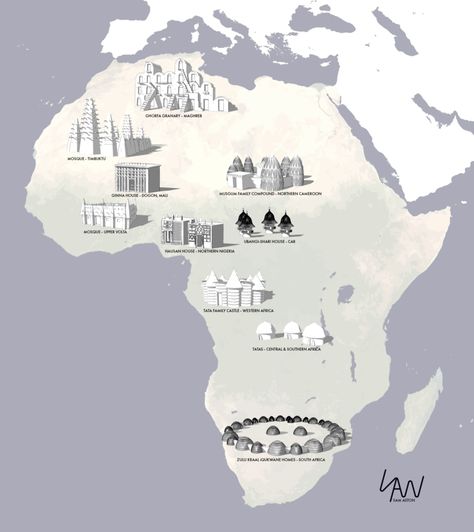 Africa Poster, African Cities, Black Architecture, African Art Projects, Cropped Png, African Mythology, Architecture Mapping, African House, Africa Photography