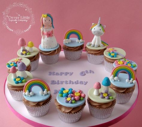 Rainbow Cupcakes - Cake by The Clever Little Cupcake Company Adorable Cupcakes, Weather Party, Novelty Cupcakes, Princess And Unicorn, Cake International, Cupcakes Fondant, Unicorn Fairy, Mermaid Cupcakes, Rainbow Cupcakes