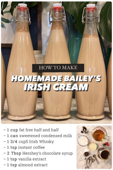 Irish Cream Whiskey Recipe, Almond Liquor Recipes, Homemade Cowtails, Baileys Irish Cream Gift Basket Ideas, Homemade Baileys Gift, Homemade Irish Cream Coffee Creamer, Bailey Irish Cream Recipe, Bailey’s Irish Cream Recipes, Homemade Alcoholic Drinks