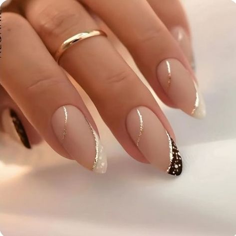 Golden French Tip Nails, Fake Nails French Tip, French Manicure Acrylic Nails, Nails French Tip, French Tip Press On Nails, Matte Medium, Medium Almond, French Manicure Nails, Girls Fall