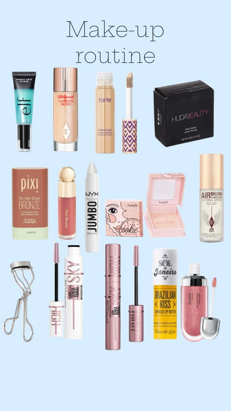 Makeup Looks Routine, Small Makeup Routine, Make Up Routine Aesthetic, Hair Stail, Makeup Collage, Makeup Beauty Room, Makeup Routines, Skincare Routines, Small Makeup