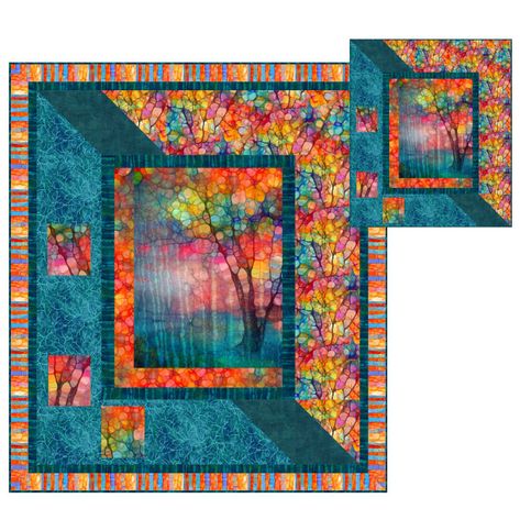 Northcott Fabrics One Block Wonder Quilt Using Panels, Panel One Block Wonder Quilt, Northcott Panel Quilts, Mountain Fabric Panels, Call Of The Wild Panel Quilts, Drunkards Path Quilt, Northcott Fabrics, Fabric Panel Quilts, Panel Quilt Patterns