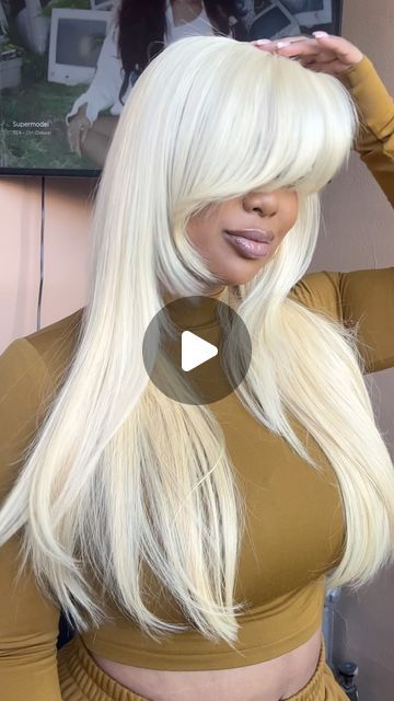 SATCH on Instagram: "613 on Maya  I LUVV ITT 😍😍😍😍😍  Frontal install  Hair: @chinchillahairco   June bookings open next week  (May fully booked)" 613 Birthday Hair, Blonde Streaks In Black Hair, Blonde Quick Weave Black Women, 613 Blonde Weave Sew In, 613 Wig Hairstyles, Blonde Bob With Fringe, Blonde Bob With Bangs, Frontal Install, Blonde Weave