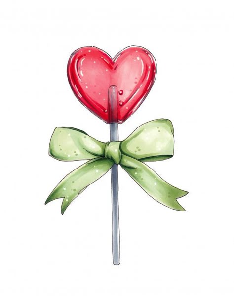 Heart Lollipop Tattoo, Drawing Ideas Valentines Day, Valentine’s Day Drawing Ideas, Candy Heart Drawing, Valentine Drawings Art, February Drawings, Valentine’s Day Drawing, Valentine Candy Ideas, Valentine’s Day Paintings