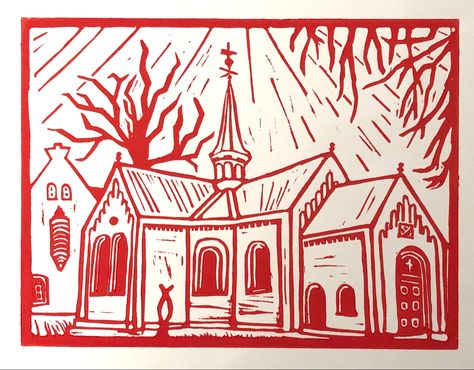 #kirke #kirche #church #copenhagen #denmark #danmark #københavn #religion #religiousart #danishdesign #design #womenart #redandwhite #red #linocut #linoleum #linoprint #prints #printsforsale Linocut Inspiration, Alevel Art, Relief Prints, Lino Cuts, Lino Printing, Interior Architecture Drawing, Lino Art, Relief Print, Print Ideas