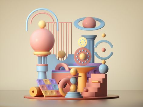 C4d Art, 3d Concept Art, 3d Geometric Shapes, 3d Things, 3d Cinema, Isometric Design, 3d Abstract, Abstract Composition, 3d Shapes