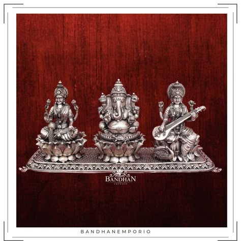 Made in 92.5 Silver, handcrafted to perfection 3D Idol, comes with hallmark. Whatsapp +91-9963713989, +1-647-472-9097 Free Shipping to US and Canada #Silveridols #silver925 #bandhanemporio #poojaarticles #giftideas #antique #handmade #hancrafted #3didols #Ganesh #ganesha #lakshmi #saraswathi Silver Ganesh Murti, Silver Ganesh Laxmi Murti, Silver Lakshmi Devi Idol, Silver God Idols For Pooja Room, Silver Idols For Pooja, Silver Ganesha Idol, Silver God Idols, Silver Idols, Silver Statue